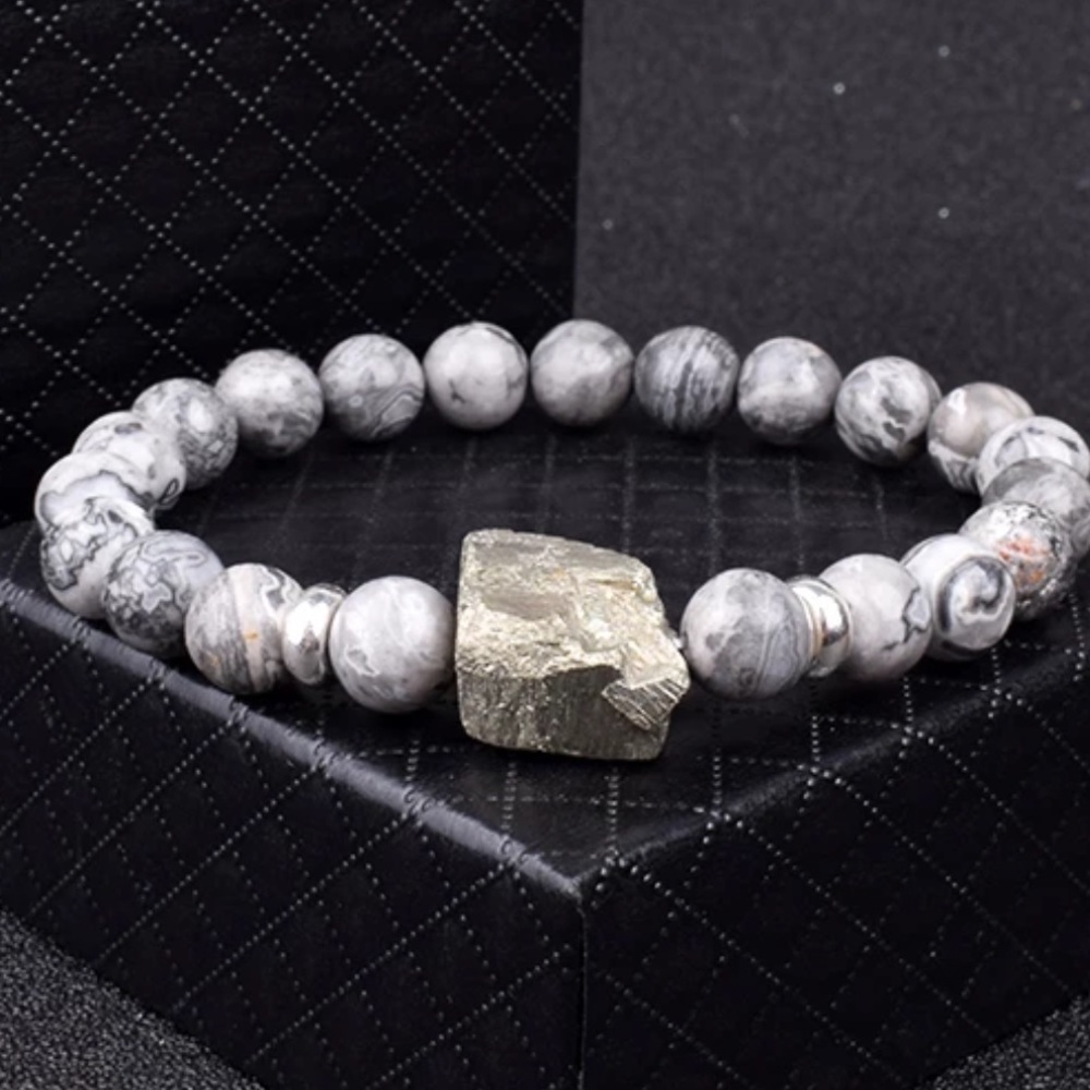 Strength and protection gemstone Bracelets with Genuine Pyrite - Picture 4 of 5